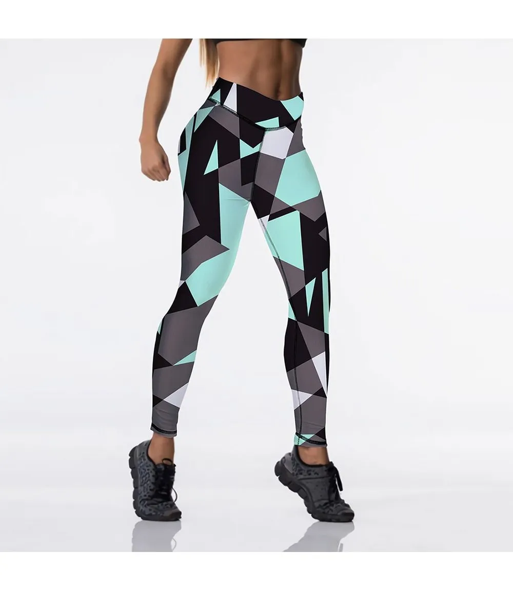 Women's Sexy Polygonal Rhombus High Waist Leggings for Fitness