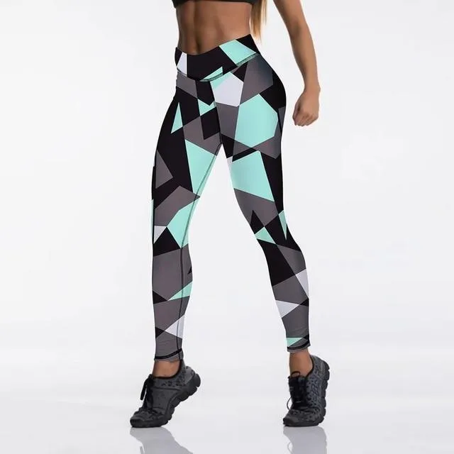 Women's Sexy Polygonal Rhombus High Waist Leggings for Fitness