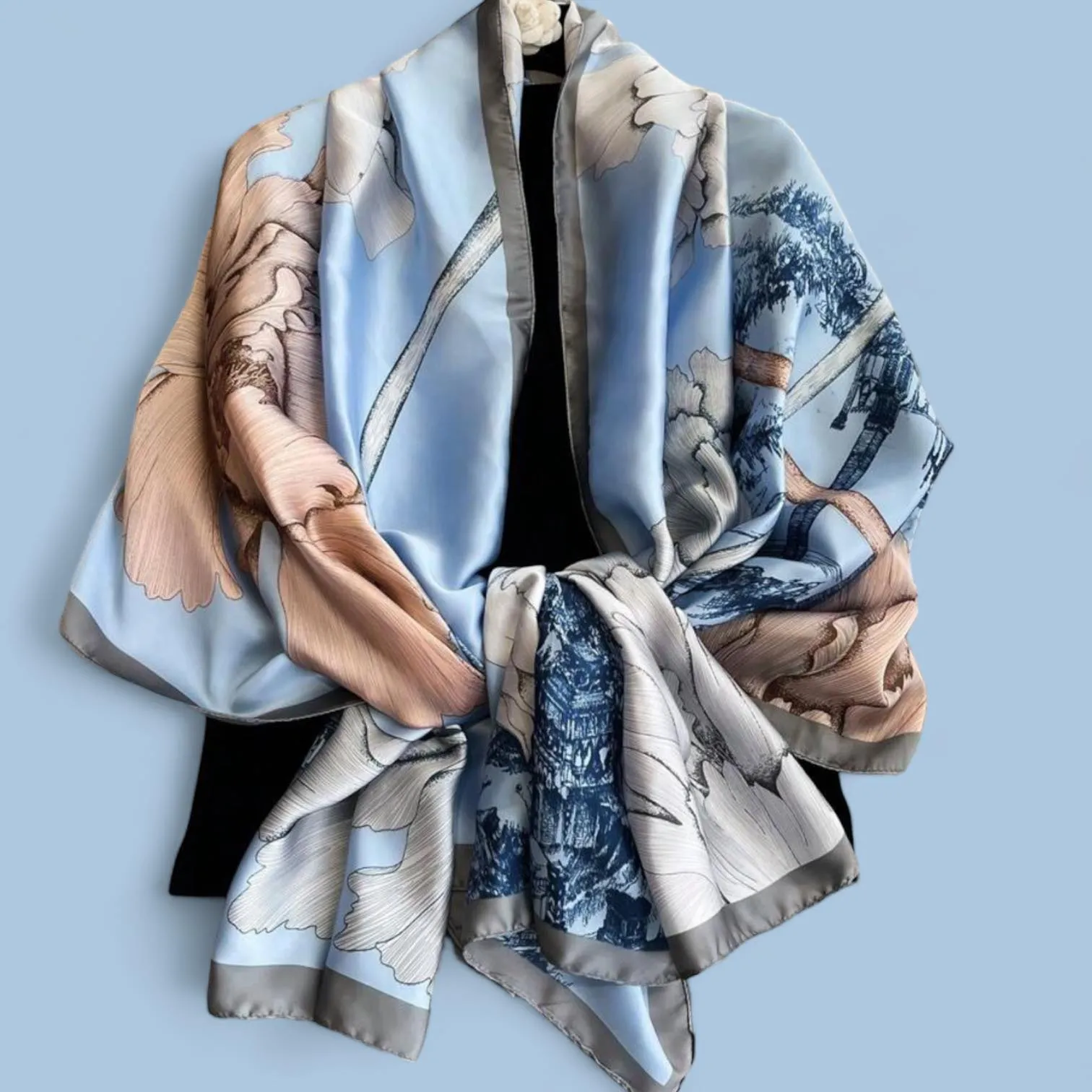 WRAP Summer Thin Smooth Silky Printed Rectangular Scarf