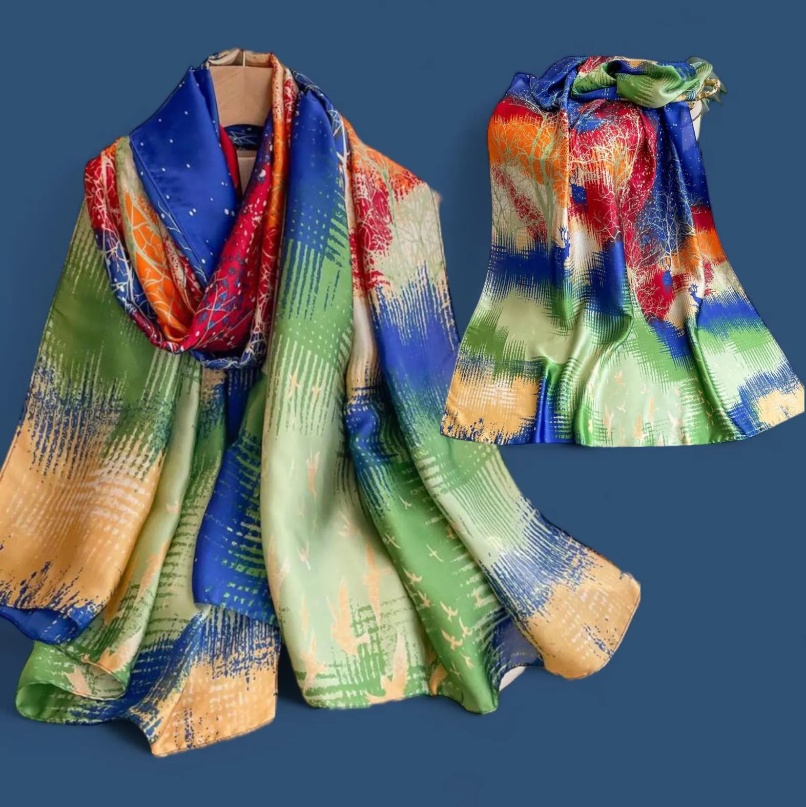 WRAP Summer Thin Smooth Silky Printed Rectangular Scarf