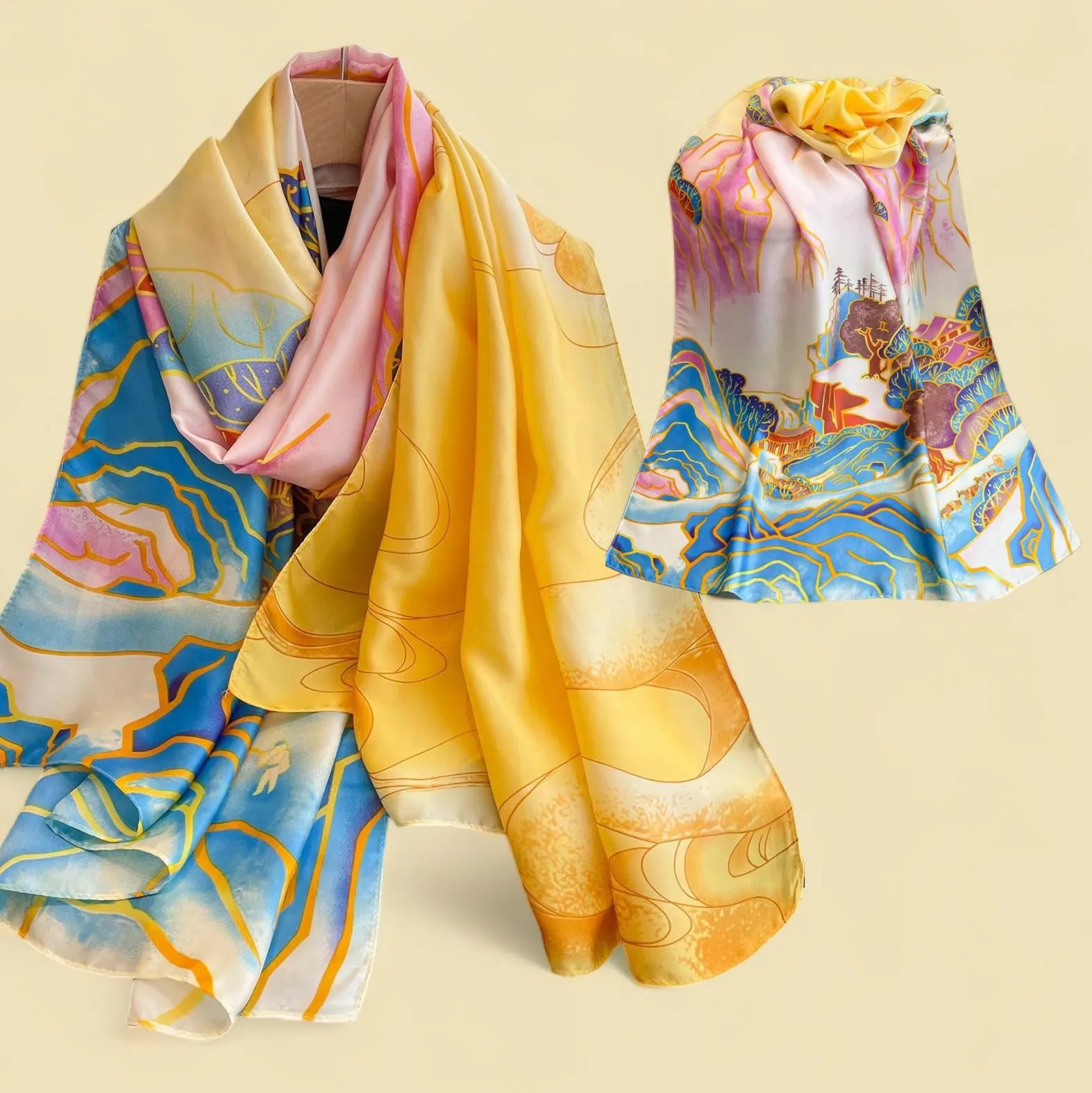 WRAP Summer Thin Smooth Silky Printed Rectangular Scarf