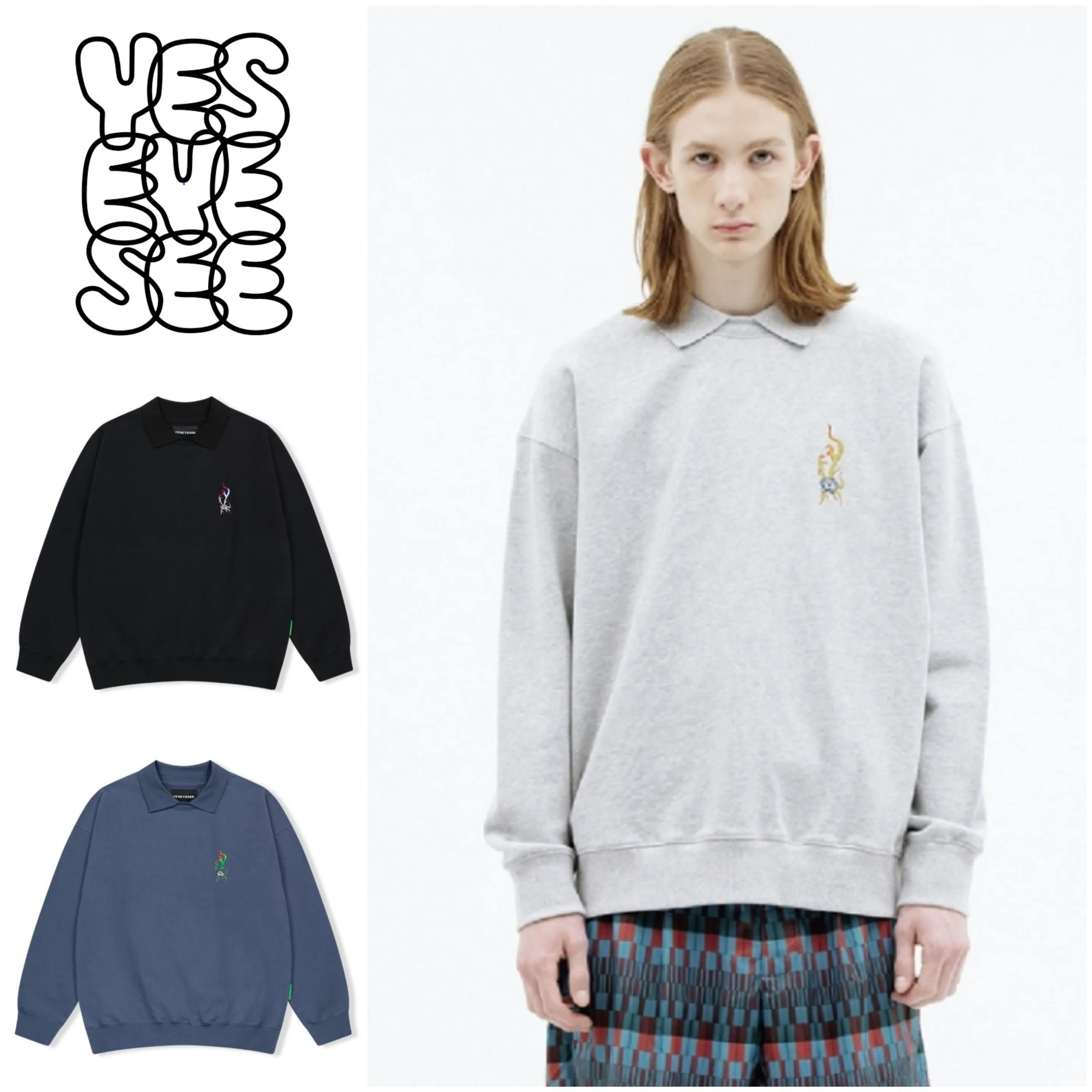 YESEYESEE  |Unisex Street Style Long Sleeves Logo Sweatshirts