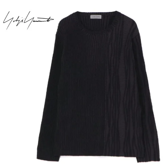 Yohji Yamamoto  |Crew Neck Pullovers Street Style Long Sleeves Plain