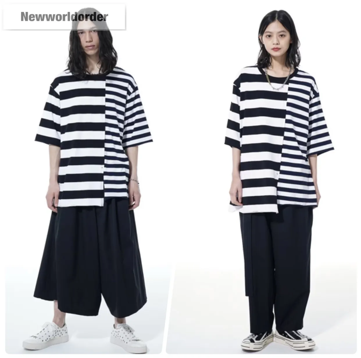 Yohji Yamamoto  |Pullovers Stripes Unisex Street Style Short Sleeves