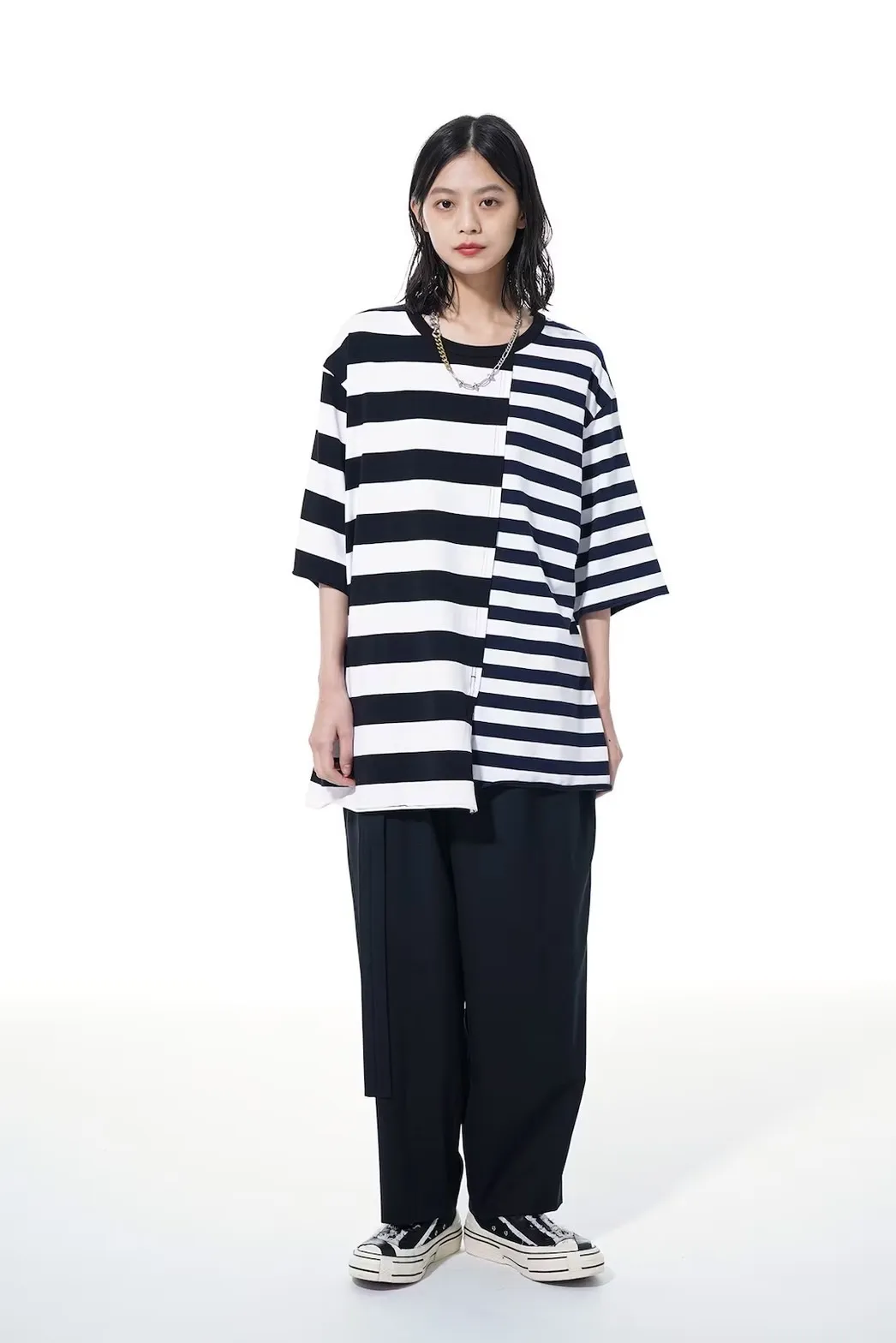 Yohji Yamamoto  |Pullovers Stripes Unisex Street Style Short Sleeves