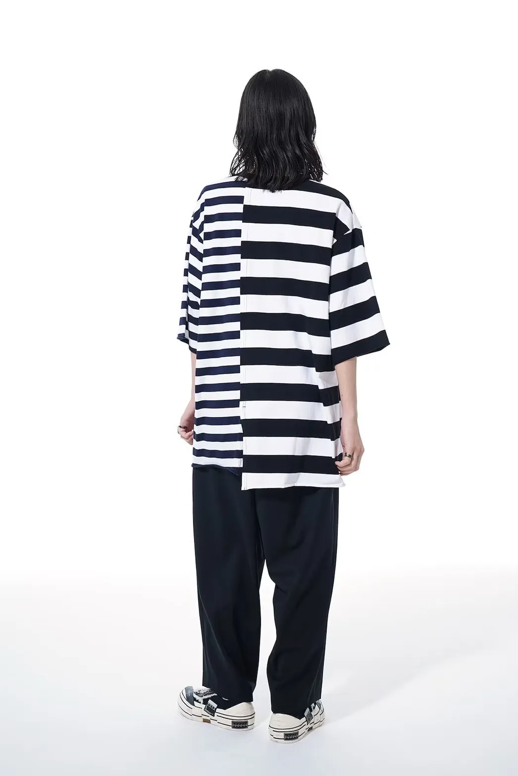 Yohji Yamamoto  |Pullovers Stripes Unisex Street Style Short Sleeves