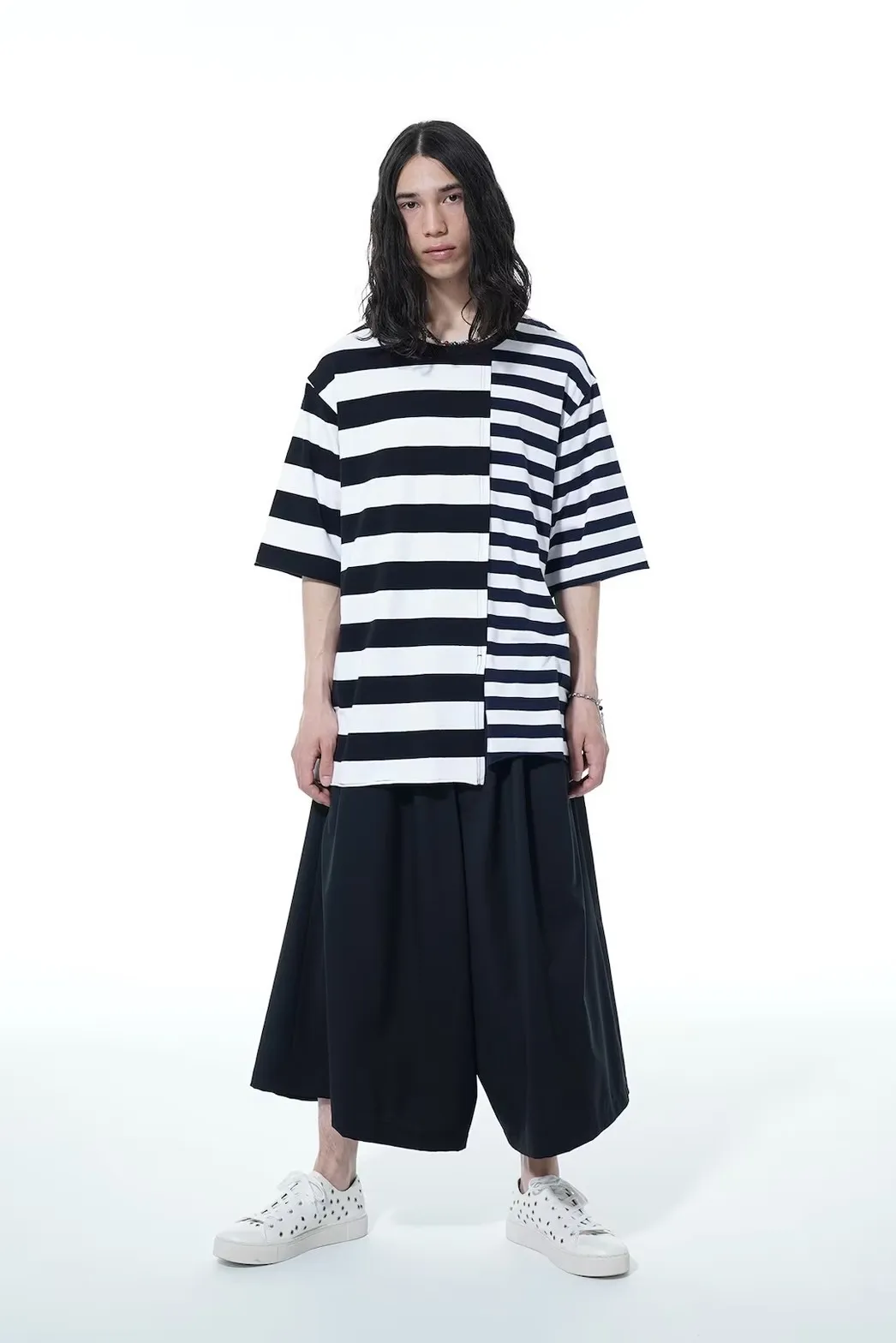 Yohji Yamamoto  |Pullovers Stripes Unisex Street Style Short Sleeves