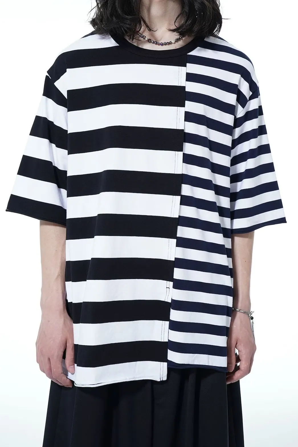 Yohji Yamamoto  |Pullovers Stripes Unisex Street Style Short Sleeves