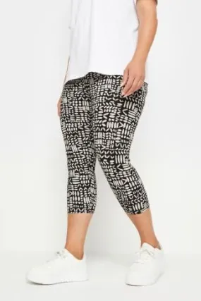 YOURS 2 PACK Curve Black Abstract Print Cropped Leggings