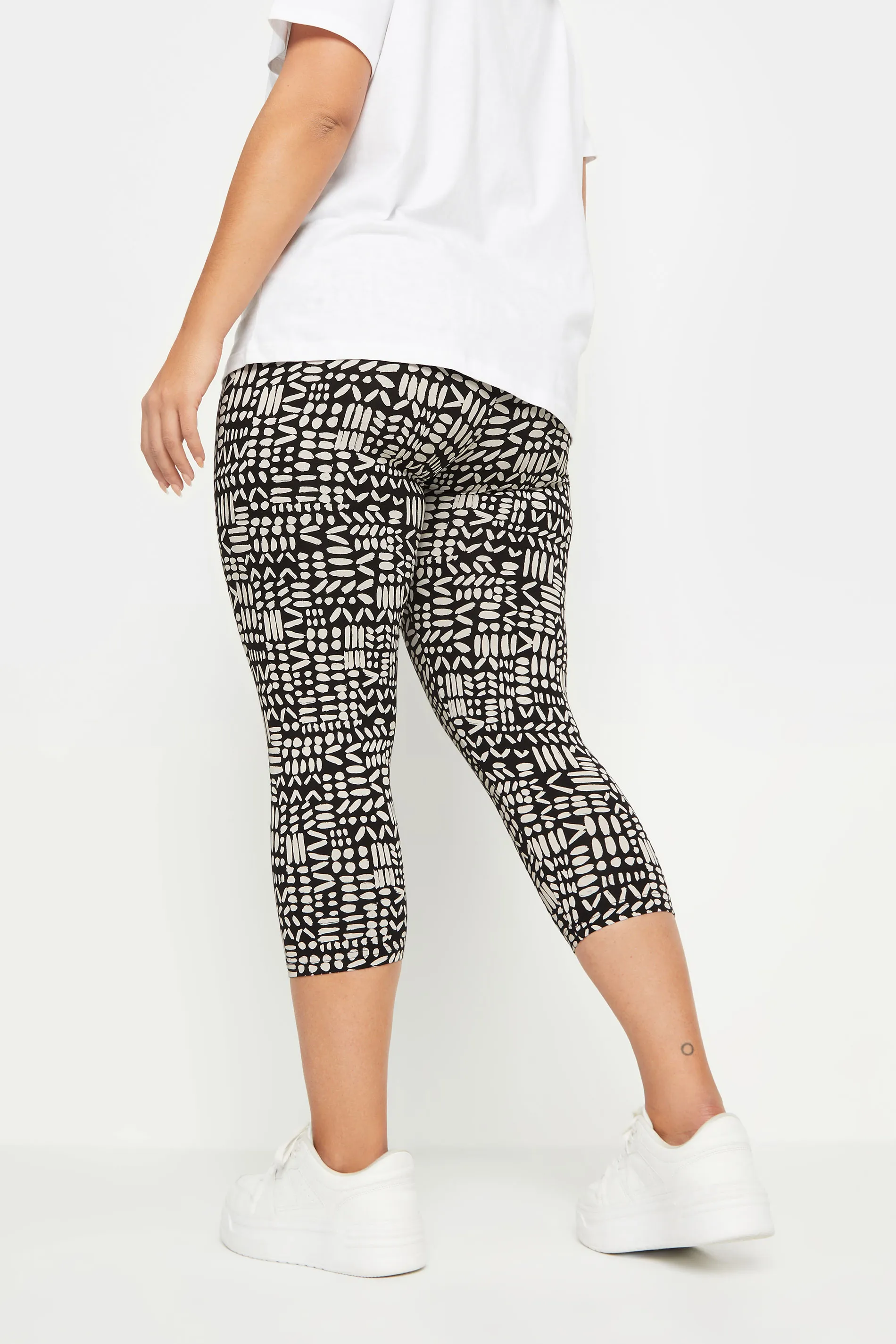 YOURS 2 PACK Curve Black Abstract Print Cropped Leggings