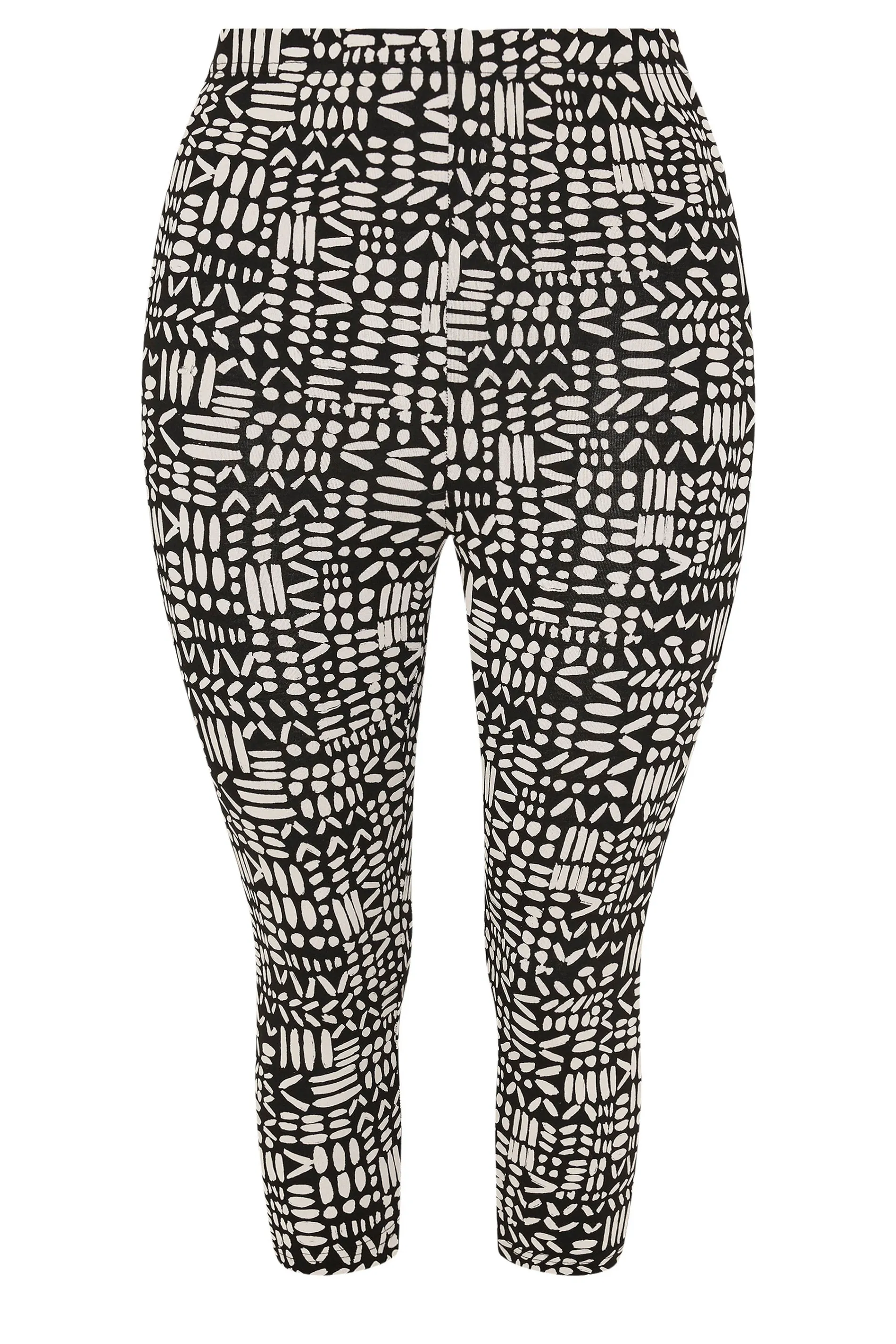 YOURS 2 PACK Curve Black Abstract Print Cropped Leggings