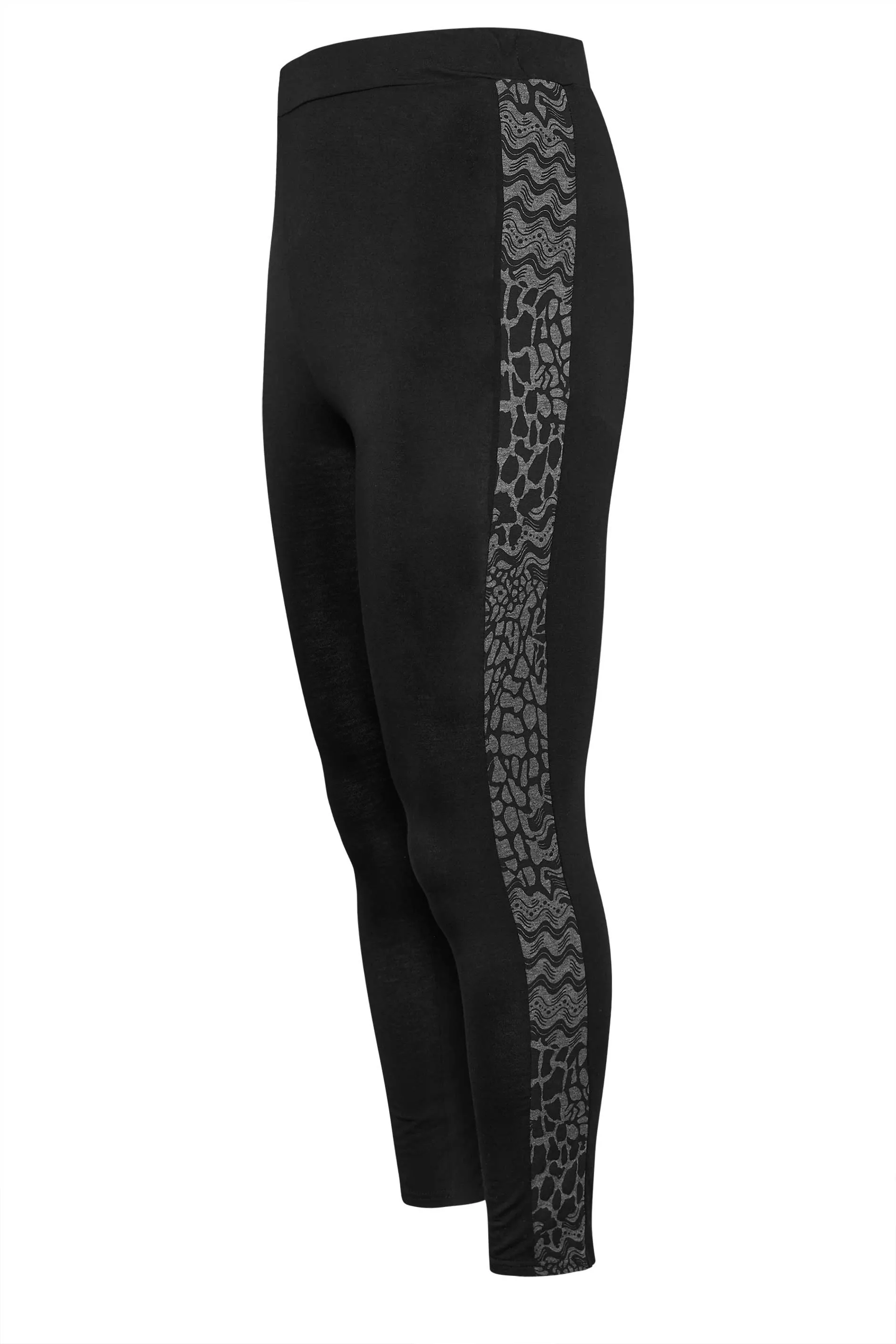 YOURS ACTIVE Curve Black Abstract Print Side Panel Leggings