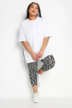 YOURS Curve 2 PACK Black Aztec Print Cropped Leggings