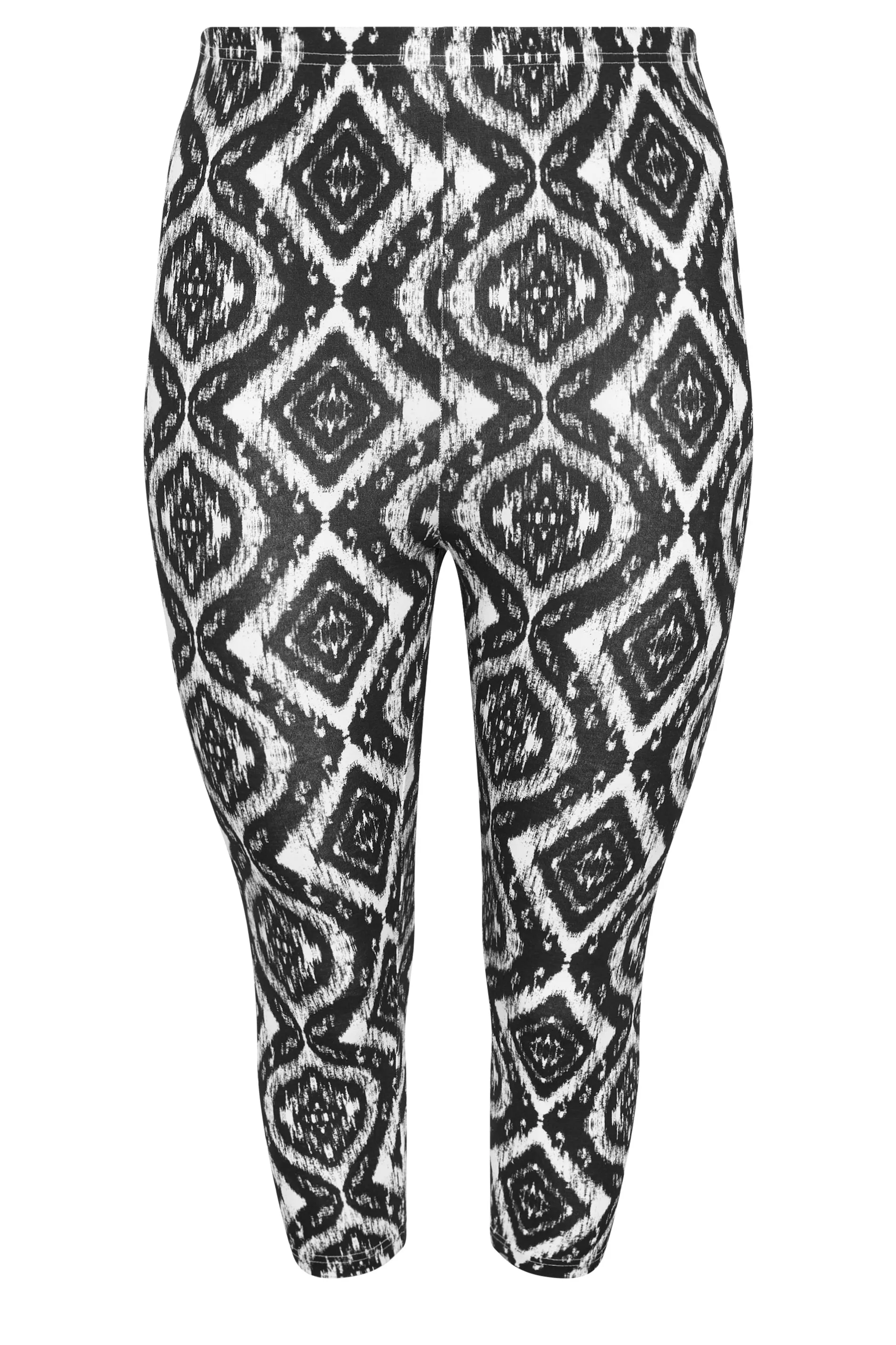 YOURS Curve 2 PACK Black Aztec Print Cropped Leggings