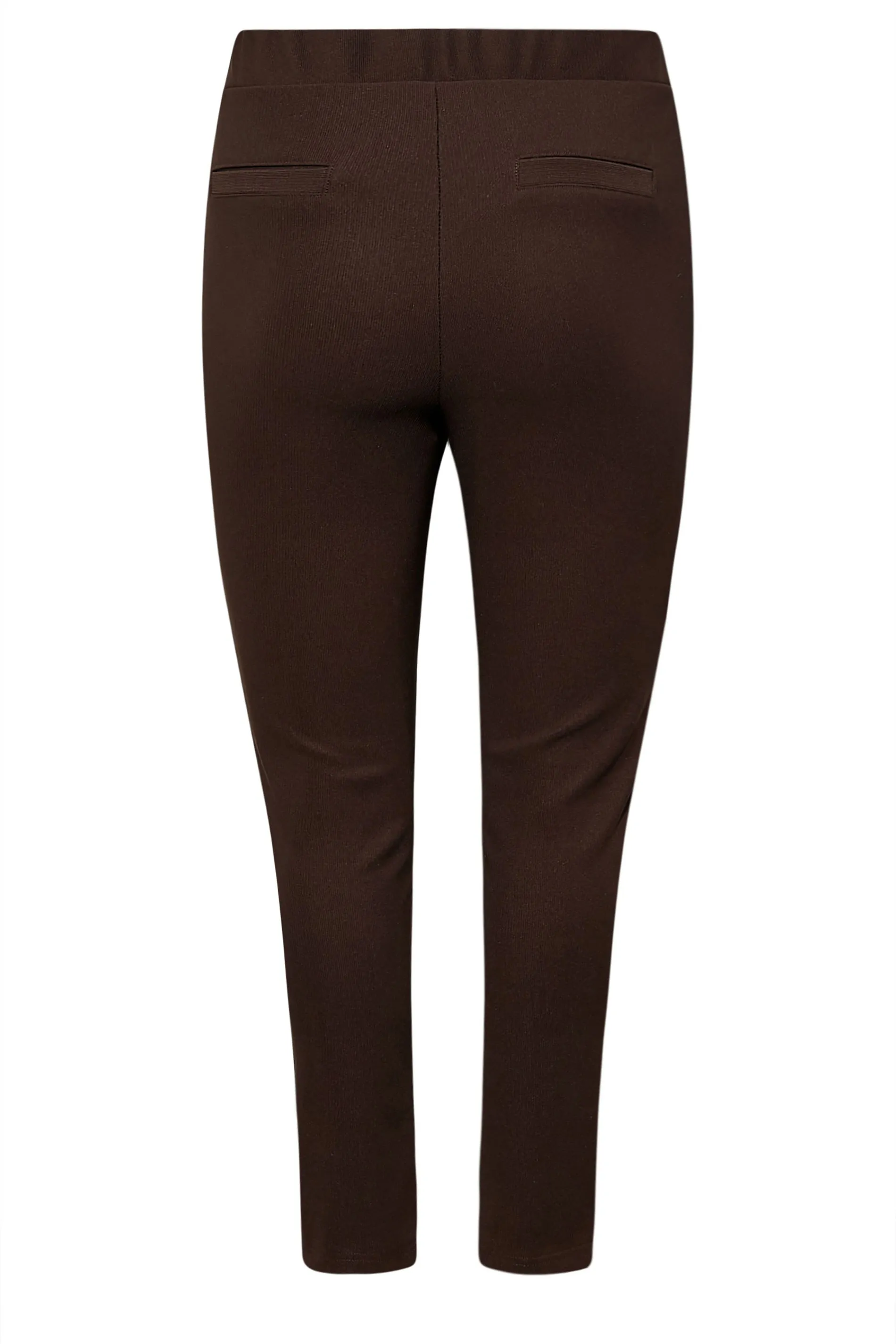 YOURS Curve Chocolate Brown Ribbed Split Hem Stretch Leggings