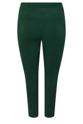 YOURS Curve Forest Green Ribbed Split Hem Stretch Leggings