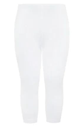 YOURS FOR GOOD Curve White Cotton Essential Cropped Leggings