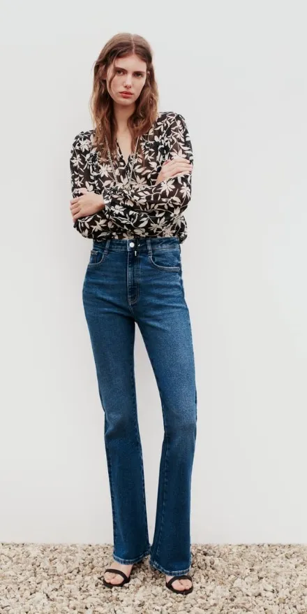 ZARA  |Flower Patterns Casual Style Long Sleeves Elegant Style