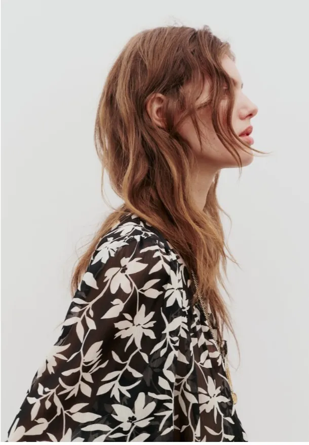 ZARA  |Flower Patterns Casual Style Long Sleeves Elegant Style