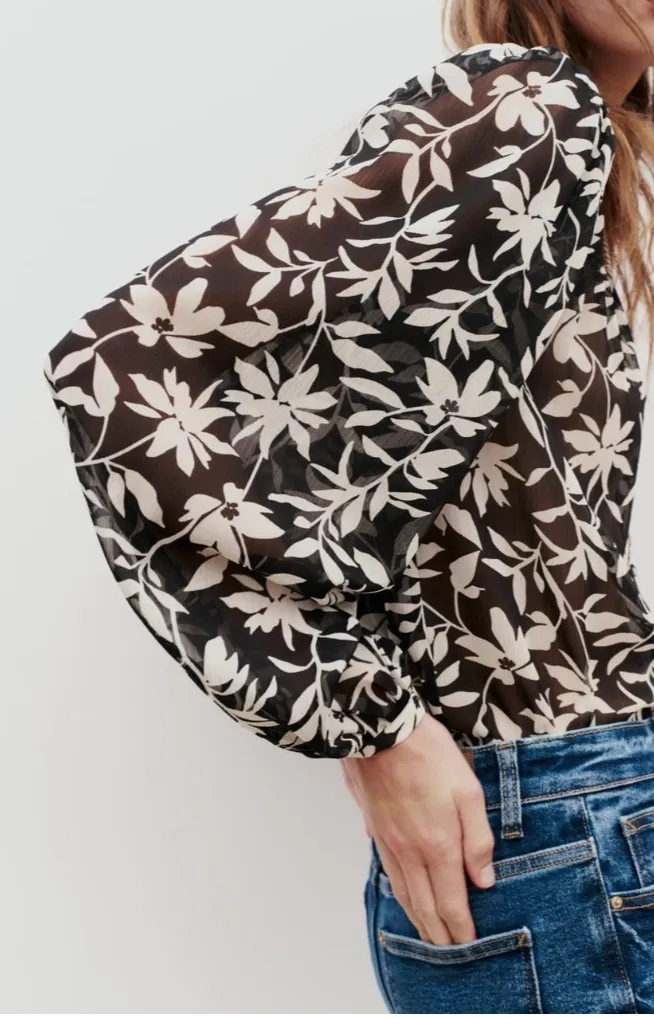 ZARA  |Flower Patterns Casual Style Long Sleeves Elegant Style