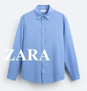 ZARA  |Long Sleeves Plain Cotton Shirts