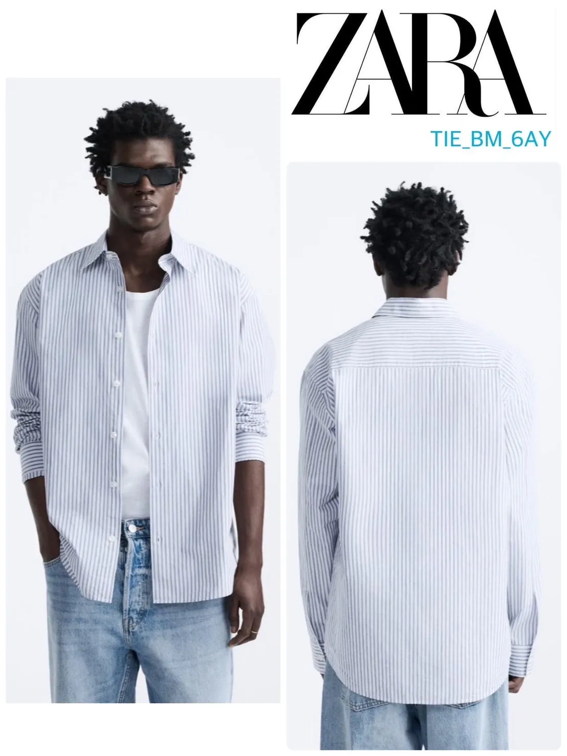 ZARA  |Stripes Long Sleeves Cotton Shirts