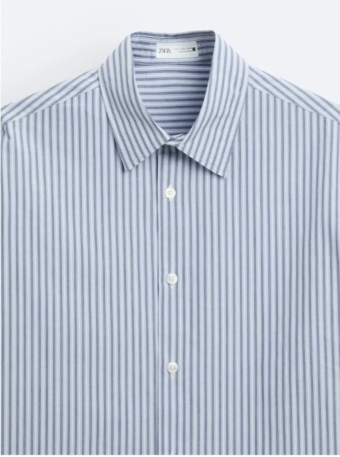 ZARA  |Stripes Long Sleeves Cotton Shirts