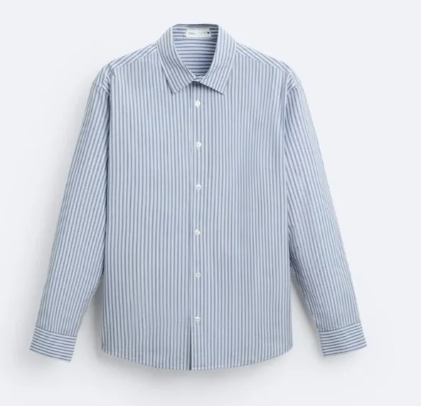 ZARA  |Stripes Long Sleeves Cotton Shirts