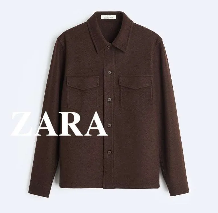 ZARA  |Wool Long Sleeves Plain Shirts